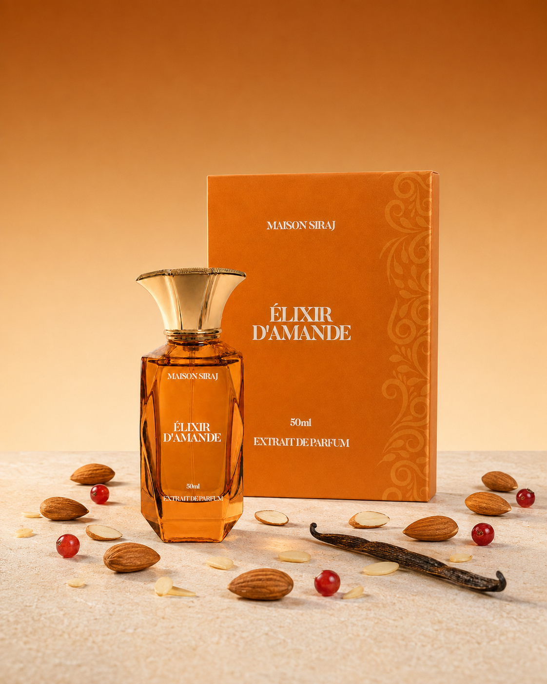 Flacon et coffret Élixir d'Amande Maison Siraj